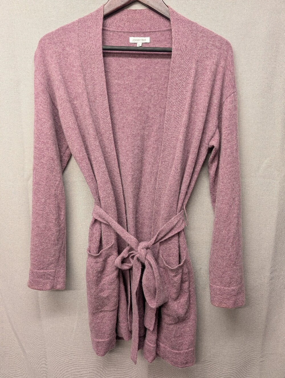 Johnny Was 100% Cashmere 💗 Dusty Rose Open-Front Cardigan Wrap Size Small